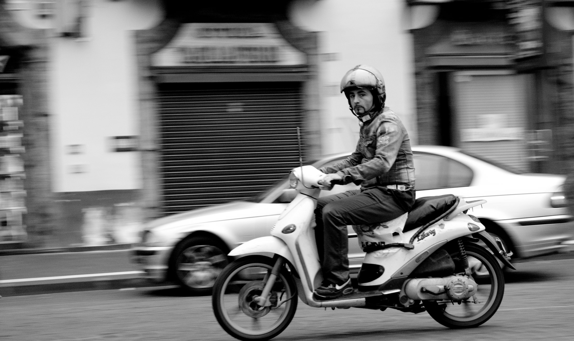 man on a Vespa